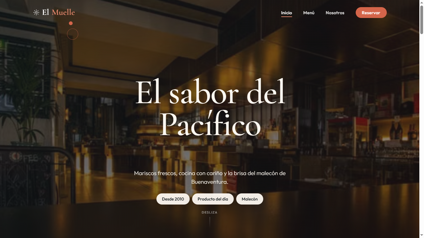 El Muelle — Sitio web demostrativo para restaurante y gastronomía